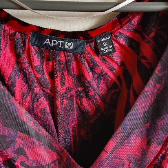 Apt.9 Velvet Baby Doll Style Tunic Shirt 1X Red Vampy Velour Y2K Grunge - Picture 8 of 11